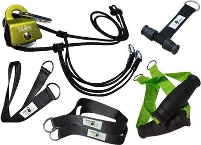 Produktbild von Suspension Trainer Set Schwarz - 2 Slingtrainer mit Rolle - Polyester, Neopren - Für den Einsatz zu Hause und im Freien - Krafttraining