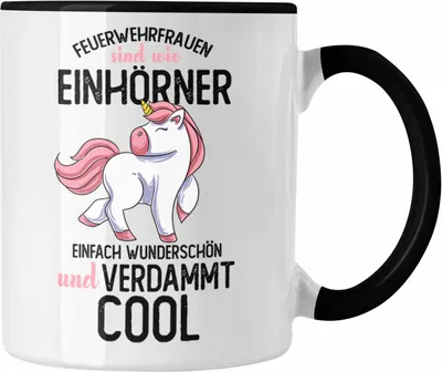 Produktbild von Trendation - Feuerwehrfrau Tasse Geschenk Lustiger Spruch Frauen Feuerwehr Geschenkidee Geburtstag (Schwarz)