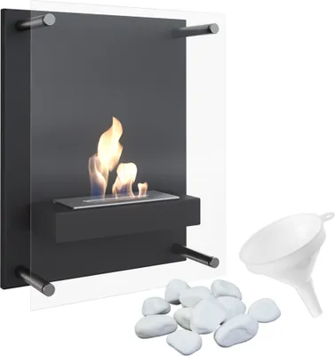 Produktbild von Wandkamin Bioethanol GLASS mit Verglasung Zubehörset