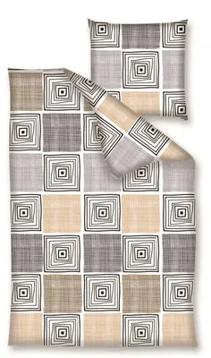 Produktbild von Traumschloss Renforcé Bettwäsche - beige grau kariert 155 x 220 cm braun hellbraun grau kariert