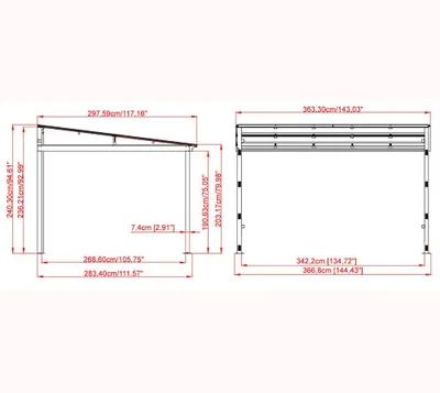 Zdjęcie produktu dla Sojag St Barthelemy metalowa osłona patio Osłona patio Markiza Pawilon 10,77 m²