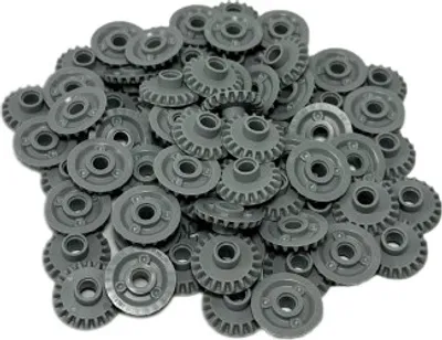 A pile of small, gray, circular gears.