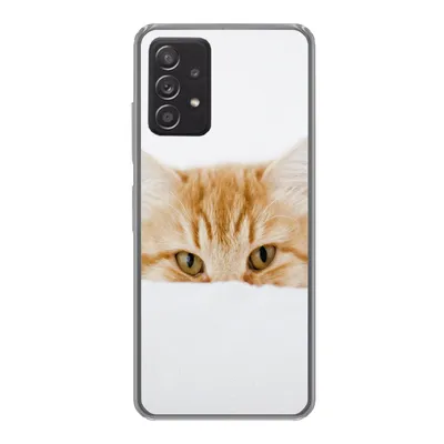 Produktbild von MuchoWow® Handyhülle Schutzhülle Hülle für Samsung galaxy a73 Katze - Rot - Weiß - Mädchen - Jungen - Kind Silikon Softcase Handy Hülle - Handyhülle