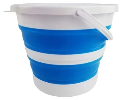 Image de Seau pliable, design durable, rangement gain de place, couleur bleue, 10 litres