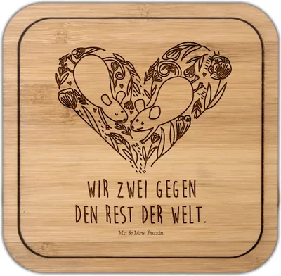 Produktbild von Mr. & Mrs. Panda kork untersetzer Mäuse Herz - Transparent - Geschenk, Tischschoner, Maus, Love, Tischuntersetzer, Korkuntersetzer Quadratisch, Coaster, Hocheitstag