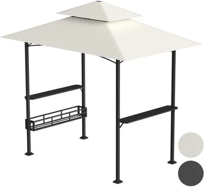 Produktbild von Grillpavillon 238 x 148 x 250 cm Beige Partyzelte mit Doppelabdeckung Metallgrillzelte für den Garten mit Pergola