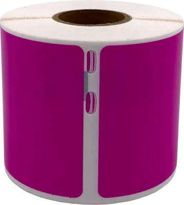 Produktbild von DULA Etiketten - Kompatibel mit Dymo Compatible labels - Roze - 99014 - S0722430 - Verzend- en naambadge etiketten - 1 rol - 101 x 54 mm - 220 labels per rol