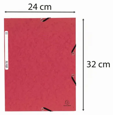 Produktbild von Exacompta Sammelmappe, DIN A4, 3 Klappen, Gummizugband, Rückenetikett, rot