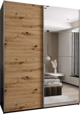 Produktbild von MEBLE KRYSPOL LUX 3 Schrank - 245,5x190x64cm - Schwarz, Artisan, Silber