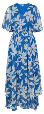 Produktbild von S.Oliver Damen Maxikleid aus Chiffon mit gesmokter Taille, Blau, Größe 36