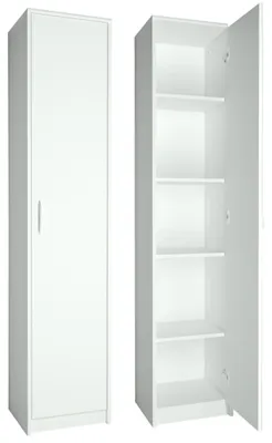 Produktbild von Regal mit 5 Ebenen Aktenschrank mit 4 Einlegeböden und 1 Tür in mattem Finish Standregal 39 cm breit weiß