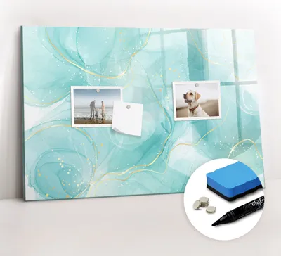 Produktbild von Magnetpinnwand Memoboard - Zubehörsatz - Schwarzer Marker + Schwamm + Magnete - 60 x 40 cm - Marmorabstraktion