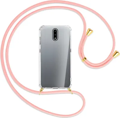 Produktbild von Handykette Backcover-Schutzhülle mit Band (Metall goldfarben) für Nokia 2.3 - rosa