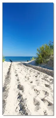 Produktbild von Wallario selbstklebende Türtapete 100 x 220 cm mit Schutzlaminat - Auf dem Sandweg zum Strand - Blauer Himmel über dem Meer