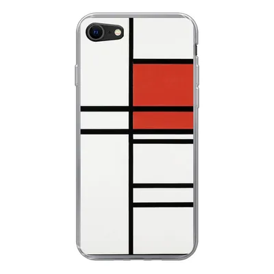 Produktbild von MuchoWow® Handyhülle Schutzhülle Hülle für iPhone SE 2020 Komposition mit Rot und Weiß - Piet Mondrian Silikon Softcase Handy Hülle - Kartenbesitzer