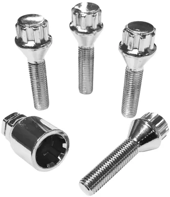 Produktbild von Felgenschloss M12x1,5x43mm Kegelbund 60° silberne Felgenschlösser Set