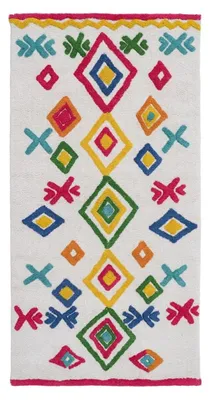 Kinderteppich aus Baumwolle, 175x90 cm, mehrfarbig, geometrisches Muster