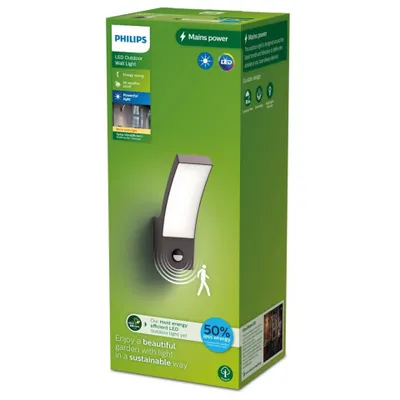 Produktbild von Philips Splay Wandleuchte - Ultra Efficient - anthrazit - mit Sensor - 3,8 W