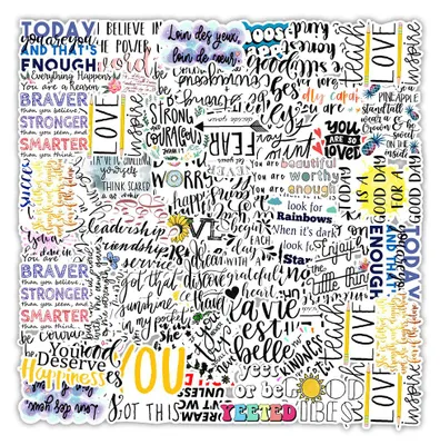 Zdjęcie produktu dla 50 sztuk naklejek z angielskimi zwrotami w stylu graffiti – naklejki wielokrotnego użytku, wodoodporne, niepozostawiające śladów, do komputerów stacjonarnych, laptopów, telefonów komórkowych, tabletów i kubków
