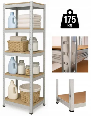 Zdjęcie produktu dla Regał Magazynowy Metalowy 5 półek Spiżarnia Garaż Piwnica 180x40x40 875kg