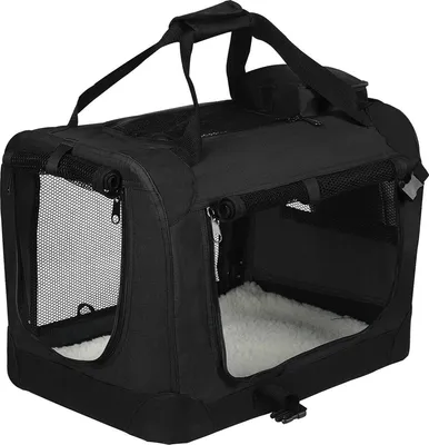 Immagine prodotto di Happyment box da trasporto per cani Haik - Box pieghevole da viaggio e da trasporto - Nero - 70x52x52cm - Tessuto -  - Per cani
