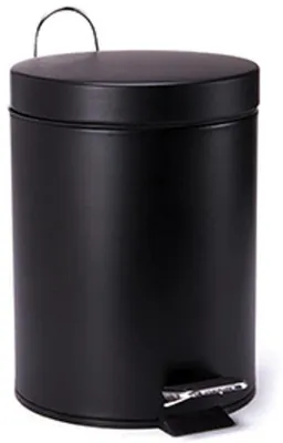 Immagine prodotto di Cestino per rifiuti nero opaco con pedale - 3 litri - con sacchetto interno rimovibile nero