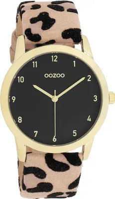 Image de Montre Oozoo beige noir cuir Timepieces Femme Montre à quartz analogique UOC11373