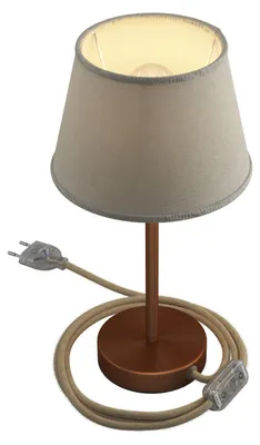 Image de Alzaluce avec abat-jour Impero, lampe de table en métal avec fiche bipolaire, câble et interrupteur