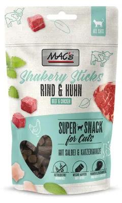 Produktbild von Mac's Shakery Sticks Rind & Huhn 50g Getreidefreier Katzensnack