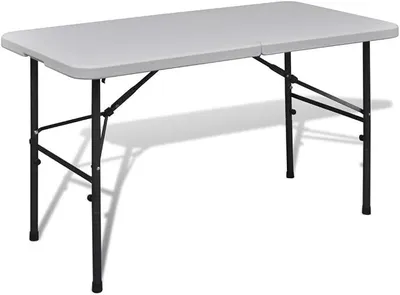Produktbild von Campingtisch Klapptisch Buffettisch Gartentisch aus HDPE mit Tragegriff 122 x 60 m Weiß Faltbar