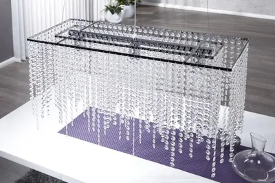 Produktbild von Casa Padrino Hängeleuchte Bling Bling 80 x 45 cm x 30 cm - Leuchte Lampe - Lange Deckenleuchte