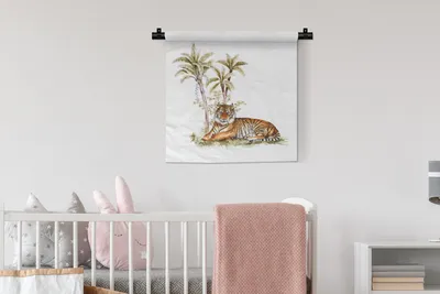Produktbild von MuchoWow® Wandteppich Wandbehang Tiger - Baum - Augen 60x60 cm Tapisserie Dekoration Wandtuch - Dekorationen - Wand Decke