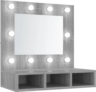 Image de Armoire à miroir avec LED Sonoma gris 60x31,5x62 cm