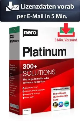 Produktbild von Nero Platinum Suite 2026 (1 PC - perpetual) ESD Bild, Video Audio 5 Min. Versand als Download per Mail