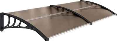 Produktbild von Outsunny Pultvordach Vordach für Haustür 75x195x23 cm Überdachung 5mm Polycarbonat Sonnenschutz Regenschutz für draußen Braun