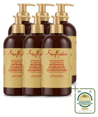 Imagen del producto de 6 unidades de acondicionador intensivo hidratante SheaMoisture, con manuka y miel, y aceite de mafura, de 384 ml cada uno. Pack ahorro