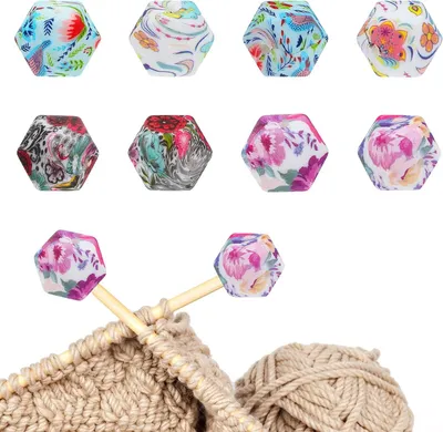 Produktbild von 8 Stück Maschenstopper für Stricknadeln mit Blumenmuster