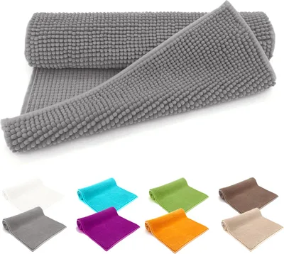 Produktbild von heimtexland ® Badvorleger Chenille Super Flauschig Saugstark Badteppich Badematte  Typ771 Grau 70 x 120 cm