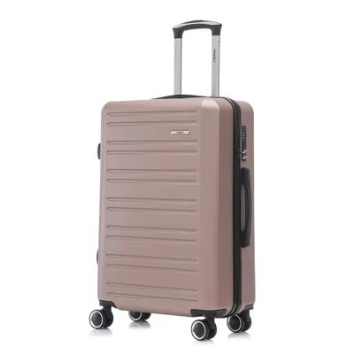 Produktbild von Koffer Trolley Reisekoffer Suitcase, Rollkoffer Handgepäck ,mit 4 Rollen 360°, Hartschalenreisekoffer, Zahlenschloss, Weicher Gummigriff (M, Roségold)