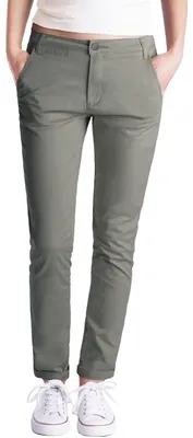Immagine prodotto di Pantaloni chino da donna, in tessuto elasticizzato, color kaki