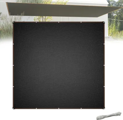 Produktbild von UISEBRT Sonnensegel 4x4m Quadrat, UV-Schutz 95%, Winddurchlässig, Wetterschutz, Robust für Garten, Terrasse, Balkon aus Reißfestem HDPE mit 12m Seilen, Anthrazit