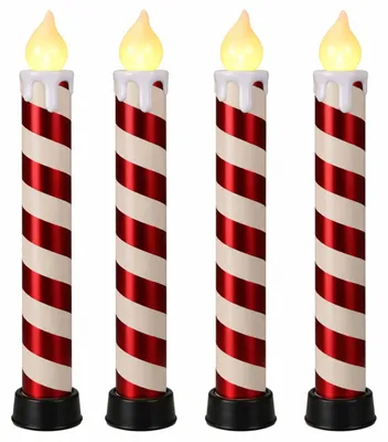 Produktbild von 4x LED Candy Kerze 83cm | Outdoor | XXL Zuckerstange beleuchtet | Weihnachtskerze mit Timer | Stabkerze Stimmungslicht für Weihnachten I Zuckerstangen LED Kerze