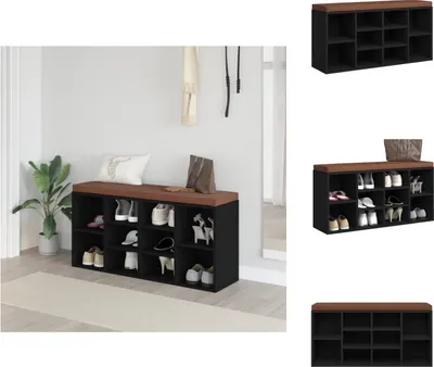 Obrázok produktu pre vidaXL Lavica na topánky čierna 103x30x48 cm Materiál na báze dreva - Komody a lavice do predsiene