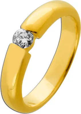 Produktbild von Solitärring Silber vergoldet Labor Diamant 0.25ct. Verlobungsring 17