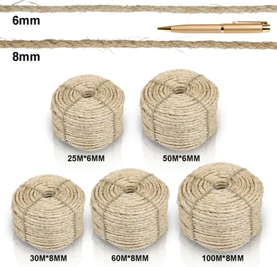 Image de Wolketon corde en sisal pour animaux de compagnie corde en sisal pour chats corde pour griffoir 10000*0.8CM