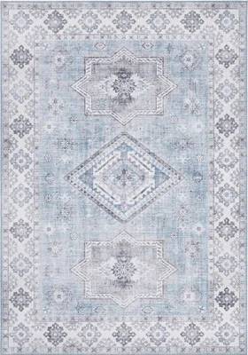 Zdjęcie produktu dla Dywan orientalny do salonu 80x150cm, płasko tkany niebiesko kremowy