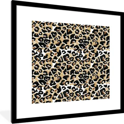 Produktbild von MuchoWow® Gerahmtes Poster Tierdruck - Panther - Braun - Aquarell 40x40 cm - Poster mit Schwarzem Bilderrahmen Wandposter Rahmen Foto Bilder - Poster - Plakat im Rahmen