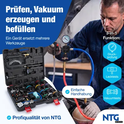 Produktbild von NTG 28-teilig Kühlsystemtester & Kühler Abdrückgerät | Vakuum Kühlmittel Befüllgerät Entlüftungsgerät Set | Kühlsystem Abdruck und Prüfgerät Tester