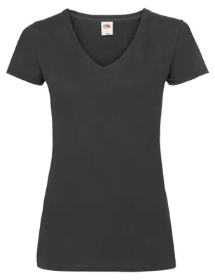 Obrázek produktu pro Fruit of the Loom – dámské tričko „Valueweight“ s výstřihem do V FK2216 (M) (černé)
