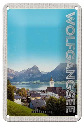 Produktbild von Blechschild Reise 12x18cm Wolfgangsee Familienurlaub See Wälder Schild
